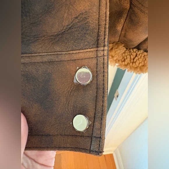 Sandro Paris Shearling Leather Coat – Size 40 - Picture 13 of 16